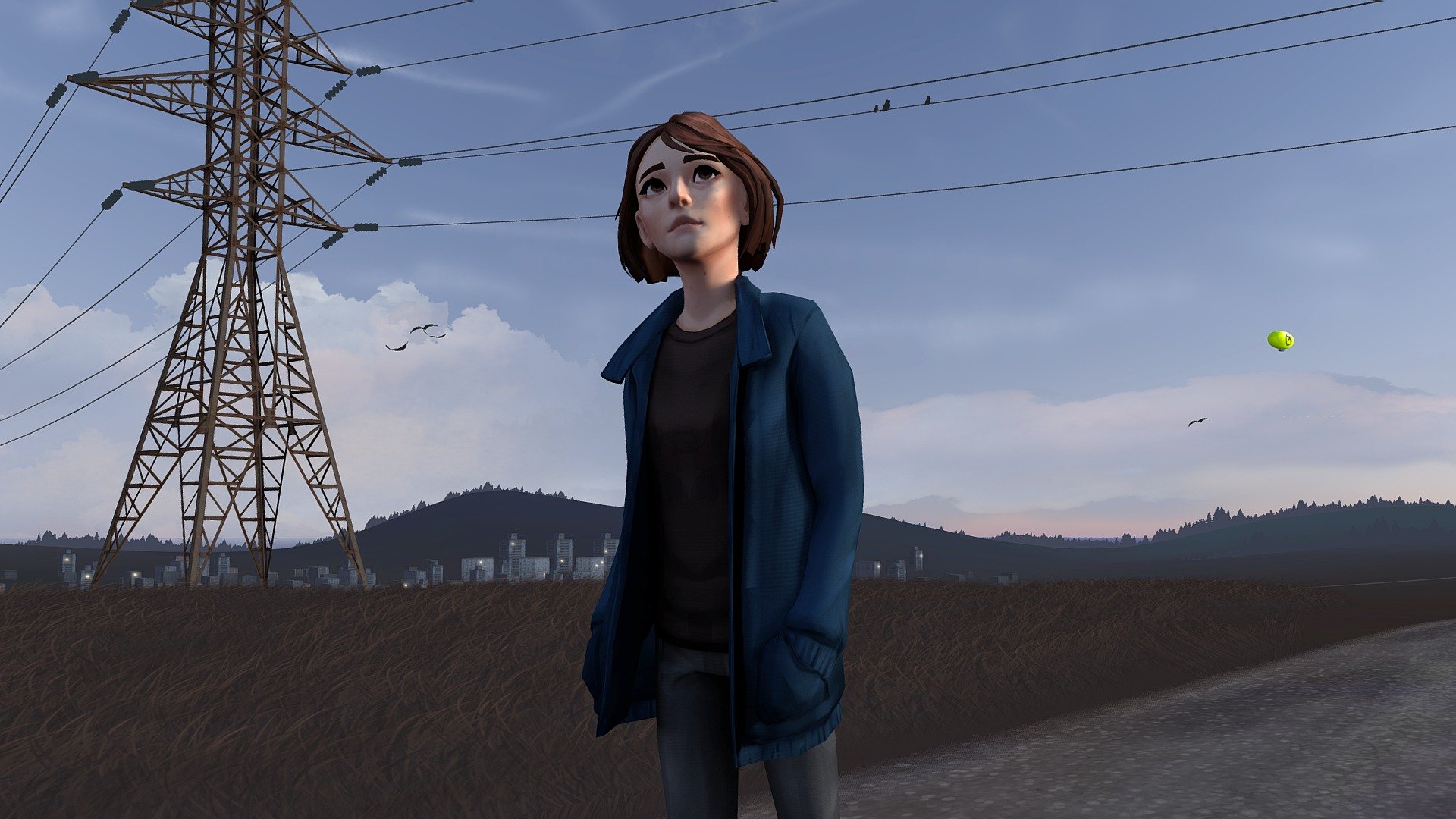 Made in collaboration with @coffe0wolf

Inspired by Aleks Five photo shoots.

Pylon textures are baked from @BiomassPhilosopher's PowerLines model 3d model