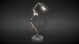 Steampunk lamp lamp, bulb, valve, steampunk, pipe, tube, cog, metal, meter, bearing, light