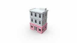 Low Poly Building With Store appartment, buildings, floor, bulding, store, game-art, cityscene, places, game-assets, architecture, low-poly, game, house, city, shop, city-props, city-assets, noai