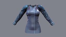 Female Mini Sci-fi Uniform mini, , fashion, girls, cyber, clothes, skirt, uniform, womens, scientist, wear, secretary, luitenant, latex, cadet, pbr, low, poly, sci-fi, futuristic, female, blue, space, spaceship, pvu