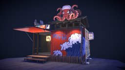 🌸 Night Container Izakaya 🌸 red, restaurant, urban, night, graffiti, traditional, sushi, takoyaki, japon, ryokan, izakaya, japanese-food, japanese-style, substancepainter, substance, street, container, japanese, sushibar, slate-roof, streeshop, stree-shop