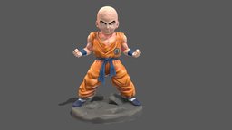 Krillin Low Poly PBR z, printing, decor, print, statue, realistic, manga, printable, kuririn, character, game, 3d, pbr, low, poly, model, dragon, sculpture, ball, japanese, kulilin