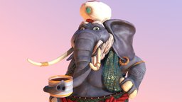 Chaaivar tea, elephant, b3d, indian, beard, turban, antropomorphic, character, blender