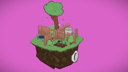 Fenced Yards fence, cute, plants, boy, fountain, turnip, cardboard, game-art, simplistic, 3d-artist, bushes, game-asset, game-model, 3d-art, trampoline, 3dsmax, 3dsmaxpublisher, art, lowpoly, leaves