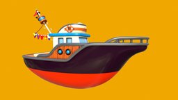 Yacht yacht, toy, game-ready, nursery, preschool, pbr-game-ready, substancepainter, substance, handpainted, 3dsmax, zbrush, boat, kid-friendly-design