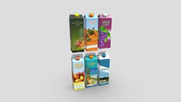 Juice Carton Pack drink, fruit, cow, orange, tropical, household, apple, carton, prop, vending, breakfast, banana, ready, beverage, milk, supermarket, vitamin, kitchen, juice, lunch, citrus, lemon, supplies, kiwi, grape, ananas, papercarton, cartonage, thurst, game, art, low, poly, shop