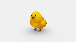 Cartoon chick bird, chick, chicken, farm, lowpolymodel, animal