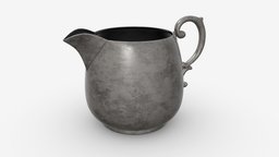 Old Metal Creamer tea, coffee, restaurant, luxury, vintage, retro, antique, classic, jar, metal, old, traditional, creamer, elegance, 3d, pbr, design, steel