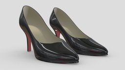 woman fashion high heels Low-poly and highploy leather, high, heel, fashion, foot, classic, woman, footwear, glamor, character, female, clothing, black