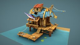 Tropical island handpaint, 3dcoat, island, cartoon, blender, blender3d, hand-painted
