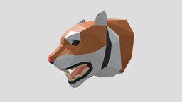 Low poly Tiger Head tiger, polygonal, papercraft, diy, lowpolymodel, lowpolyanimal, low-poly, lowpoly, animal, lowpolytiger, tigerhead