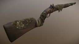 Flintlock Musket rifle, cloth, stealth, fps, mmo, engraved, sniper, iron, marksman, sharpshooter, gunpowder, blackpowder, substancepainter, substance, handpainted, wood, gun, war, ghillie