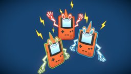 Rotom Game Boy toon, pokemon, boy, gameboy, tipo, nintendo, spark, leaf, fire, water, outline, rotom, gradient, cellshading, pokemonmodel, pokemon3d, lowpoly-blender, gradienttexture, game, blender, lowpoly, free