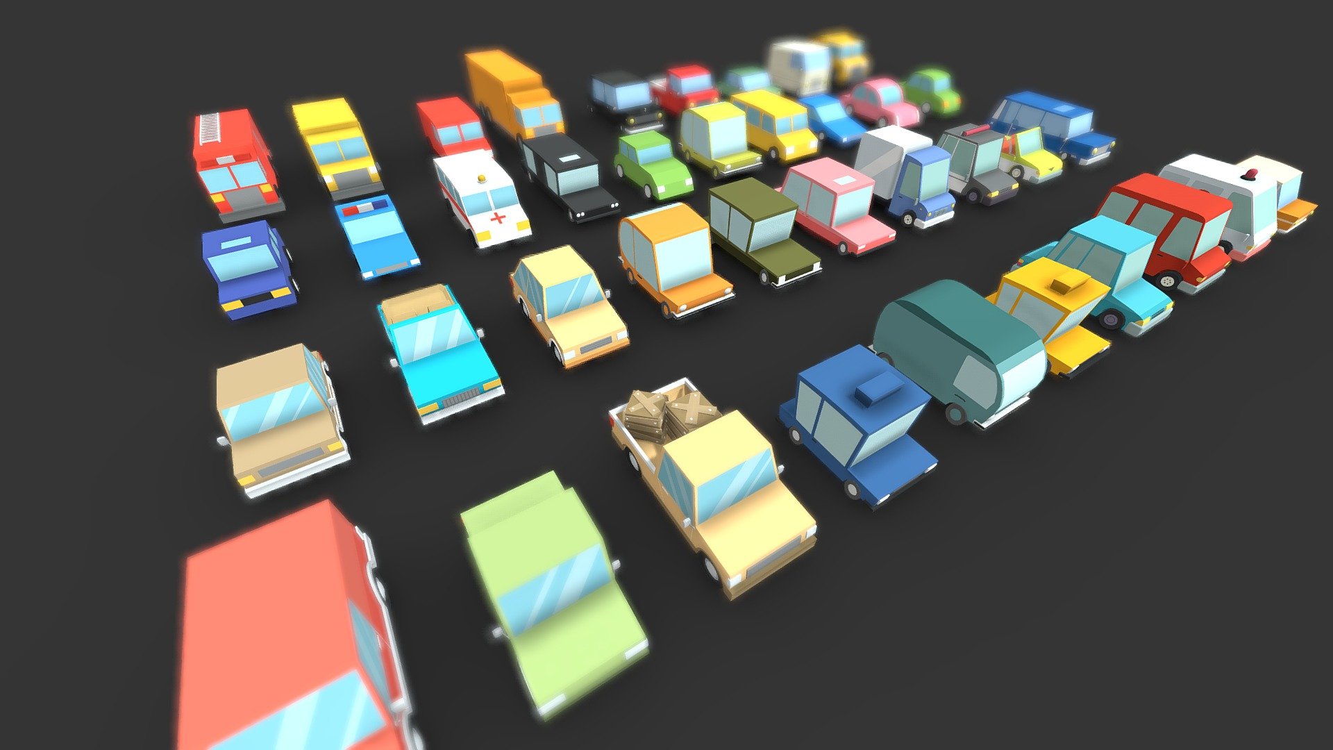39 completely different low poly vehicle




19 Cars

2 Pickup Trucks

2 Police

6 Van

4 Trucks

Format : FBX
Mesh: Low Poly - 39 Low Poly Vehicle Free - Download Free 3D model by yelaman.arts (@elamanbolushan) 3d model