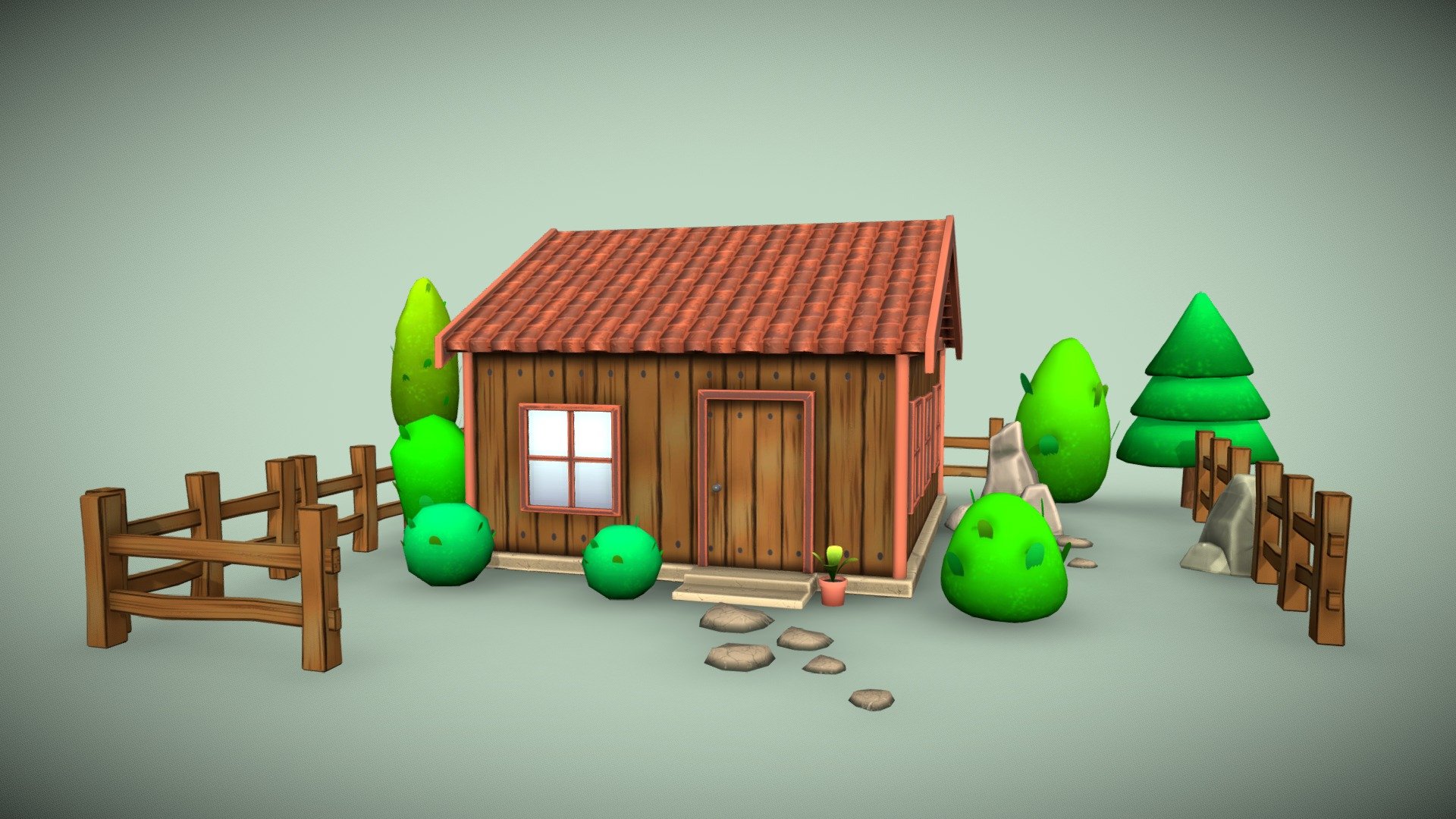 Set of stylized houses bushes trees stones fence PBR low-poly game ready all models are separated 
all models are separated
Polygons 8299 
Vertices 9902 - Set of stylized houses bushes trees stones fence - Buy Royalty Free 3D model by Svetlana07 3d model
