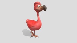 cartoon red bird flying, bird, africa, wild, exotic, flamengo, character, cartoon, fly