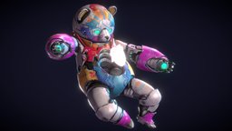 Cosmobear armor, bear, cute, mechanical, substancepainter, maya, character, lowpoly, zbrush