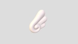 Cartoon Wing object, mini, toon, cute, little, style, bird, white, prop, angel, item, print, feather, cartoon, 3d, art, model, simple, wing