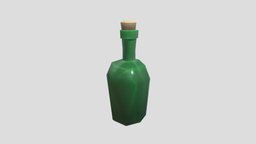 Lowpoly Rum Bottle bar, drink, food, wine, beverage, beer, kitchen, rum, alcohol, liquor, dining, glass, bottle, alcohol-bottle