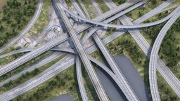I-95 Highway Interstate, Miami, Florida scene, cars, high, scenery, traffic, photorealistic, urban, highway, driving, coast, florida, miami, roads, realistic, game-ready, freeway, asphalt, interstate, pbr, street, american-road, bipass