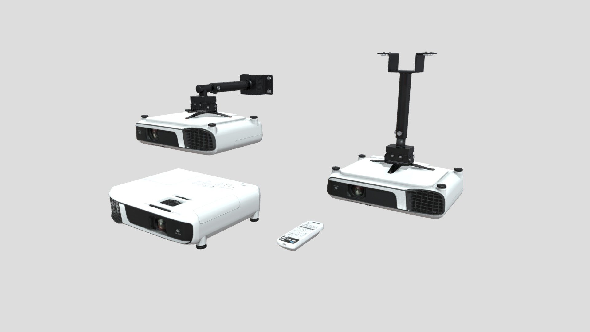 Projector 3D Model by ChakkitPP.


This model was developed in Blender 2.90.1 with Cycle Render
Unwrapped Non-overlapping and UV Mapping
Beveled Smooth Edges, No Subdivision modifier.

No Plugins used.



High Quality 3D Model.


High Resolution Textures.

Object Detail :


Projector verts 8735 / polygon 8332
Projector Hanger 1 verts 6239 / polygon 5891
Projector Hanger 2 verts 6444 / polygon 6089
Remote verts 2976 / polygon 2658

Textures Detail :


2K PBR textures : Base Color / Height / Metallic / Normal / Roughness

File Includes : 


fbx, obj / mtl, dae, blend
 - Projector - Buy Royalty Free 3D model by ChakkitPP 3d model