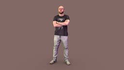 Brutal Bald Guy shirt, standing, photorealistic, urban, brutal, nyc, casual, tourist, doorman, man, usa, student, street, male, guy, worldwide, cityzen, velvetrope, facecontrol