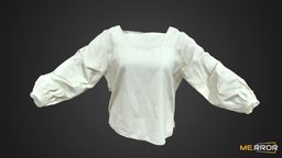 Ivory Square Neck Blouse neck, square, fashion, clothes, ivory, ar, 3dscanning, blouse, photogrammetry, lowpoly, 3dscan, clothing, short-sleeved, short-sleeve, noai, fashionscan