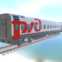 Сoach Passenger Wagon Standart train, truck, rails, railroad, transport, photorealistic, wagon, railway, russian, russia, station, chassis, carriage, passenger, rus, rgd, 3d, vehicle, model, simple, electric