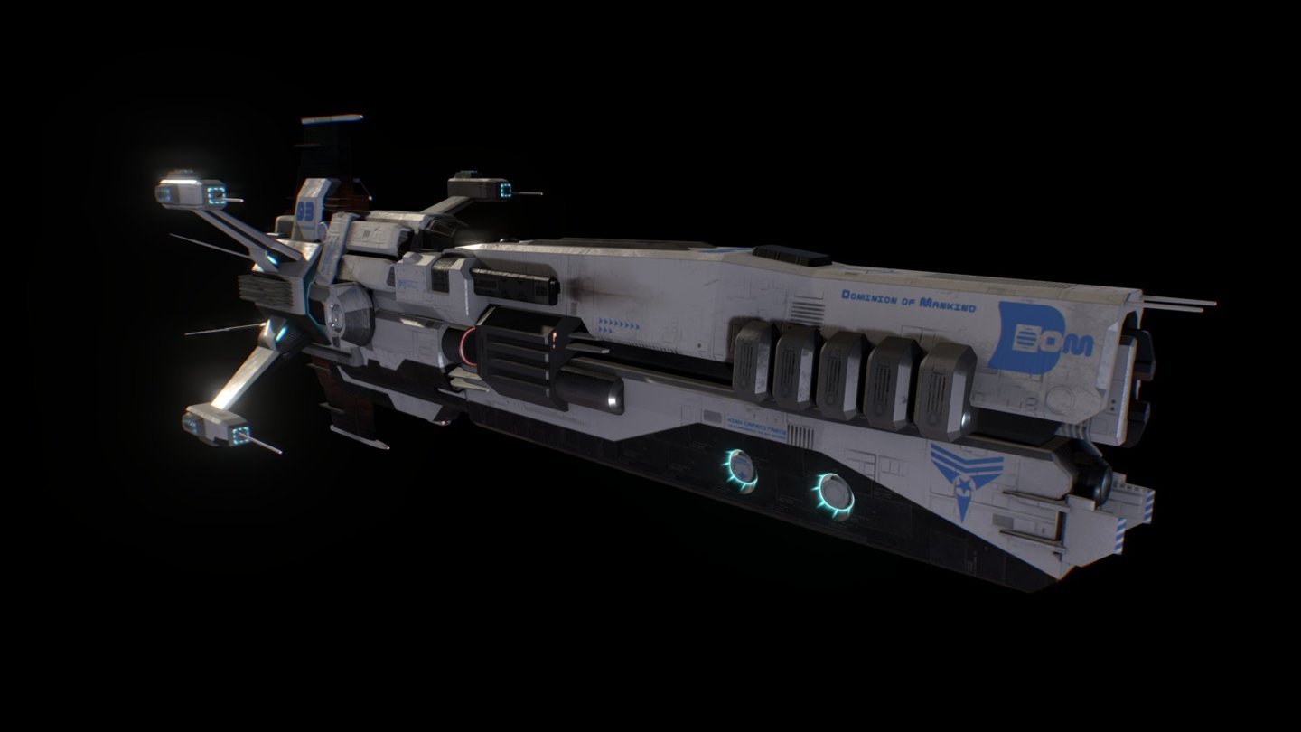 The Dominion's answer to the OBA Interceptor. Though the OBA model was based off an existing chassis (a souped-up star racer) the DOM model was engineered from the ground up to roughly match the specs of their new enemy. Equipped with a single light autocannon and a slow-firing railgun.

I’m simultaneously developing a matching ship for the OBA as well. Materials are in progress 3d model