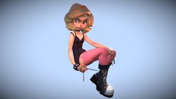 Loish fanart, toon, dress, boots, gothic, hairstyle, loish, girl, zbrush, stylized, highpoly, modo