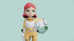 Exobiologist chibi, b3d, sd, science, krita, science-fiction, handpainted, low-poly, game, blender, lowpoly, gameart, sci-fi, biologist, exobiologist