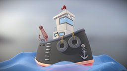 stylized fishing boat fishing, water, watercraft, low-poly-model, lowpoly, ship, stylized, boat