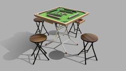 PBR Hong Kong Mahjong 香港麻將 Game Ready boardgame, board, dice, table, hk, mahjong, bamboo, entertainment, hongkong, tradition, foldingchair, tbilisi, game, pbr, gameasset, home, ghost, gameready, mahjongg