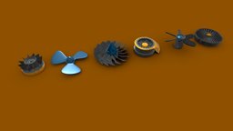 Propeller Set FBX flying, airplane, technic, turbo, propeller, jet, vehicle