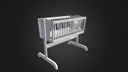 White Cradle room, kids, bed, baby, white, fun, children, pillow, play, furniture, mattress, newborn, stripe, cradle, interior