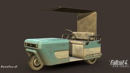 F4NV golf, abandoned, post-apocalyptic, wreck, cart, rusty, new, vegas, remake, fallout4, f4nv, vehicle, gameasset, fallout, noai, golfster