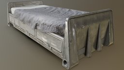Fallout 3 fanart, bed, sleep, retro, furniture, mattress, fabric, 1950s, bedding, fallout3, falloutnewvegas, fallout4, fallout76, metashape, house, home, fallout