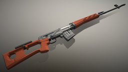 Low-Poly Dragunov SVD lowpoly, designated-marksman-rifle, 762x54r