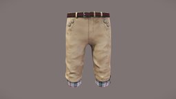 Mens Slim Fit Britpop Summer Short Pants short, fashion, urban, shorts, clothes, pants, brown, summer, gray, slim, realistic, real, fit, casual, mens, beige, rap, rapper, wear, hiphop, pbr, low, poly, male, streetstyle, britpop