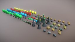 Forest Low Poly trees, tree, forest, assets, videogame, cactus, prop, desert, pack, color, bush, package, fungi, acid, mineral, emissive, props-assets, pbr-texturing, low-poly, asset, pbr, lowpoly, rock