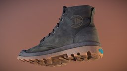 Palladium Boot police, armor, leather, post-apocalyptic, urban, worn, adventure, used, dust, dirt, rain, dirty, boots, old, weathered, oiled, rugged, hiking, nubuck, uni, waterproof, military, dark, black, all-weather