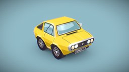 renault 17 lowpoly vehicule, vintage, retro, renault, low-poly, cartoon, car, stylized, modo, renault17