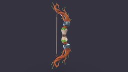 Cartoon Stylized Elven Bow / Fantasy 3D weapon trees, plant, arrow, cloth, stick, bow, hard, elf, cgi, elven, lightning, metallic, roughness, substance, painter, weapon, maya, modeling, cartoon, 3d, art, texture, lowpoly, gameart, hardsurface, zbrush, stylized, fantasy, textured, detailled