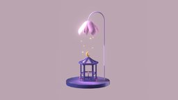 Galaxy Pavilion〖 Nappi 〗 tea, food, cake, flower, purple, pavilion, stars, galaxy, dessert, sweets, violet, nightscene, handpainted, 3dsmax, lowpoly, building, black, environment, galaxytea, galaxygarden