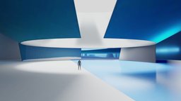 Futuristic Gallery | Baked scene, platform, geometric, concrete, baked, gallery, museum, minimalism, futuristic, space