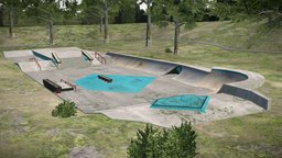 Diamond Skate Plaza, Los Angeles Ca scene, plaza, skateboard, skate, skateboarding, skatepark, park, remake, diamond, replica, map, game-ready, california, low-poly, game, lowpoly, low, poly, thrasher