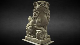 Lion-statue-035F 岡山壽天宮（福德祠） lion, statue, photoscan, photogrammetry