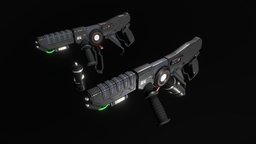 Scifi Flamer FST 13 fps, shooter, flamethrower, fire, pistol, game-ready, napalm, pbs, flamer, msgdi, weapon, pbr, lowpoly, scifi, gun, noai