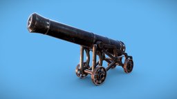 Bromfield Cannon army, cast, defense, shot, cannon, iron, 24, rocketry, gunpowder, cannonball, lb, pound, weapon, pbr, military, gun, textured, war, ball, bombardment, bromfield