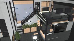 Modern Living Space scene, room, modern, minimal, fish, plants, games, dog, white, studio, flat, modernist, college, indoor, apartment, furniture, living, decor, modernism, kitchen, minimalist, 3dmodelling, freedownload, living-room, fishtank, fmp, kitchen-interior, gamesdesign, studentproject, monotone, studentwork-3d, maya, design, house, home, studentwork, student, interior, simple, "black", "openplan", "maya2022"